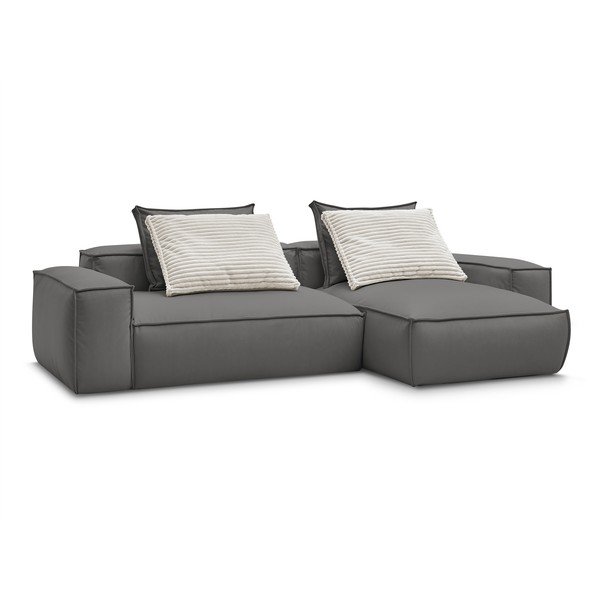 Pelēks stūra dīvāns no ādas imitācijas (ar maināmu stūri) Boheme – Bobochic Paris-image-3