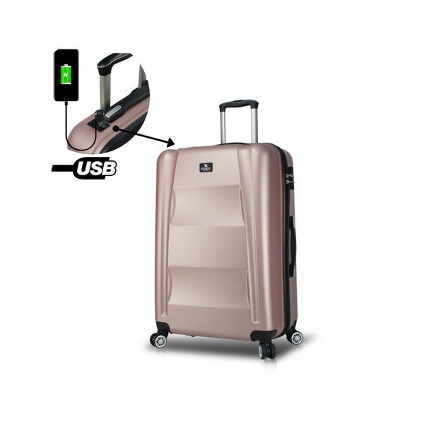 Rozā ceļojumu koferis uz riteņiem ar USB portu My Valice COLORS LASSO Pilot koferis-image-3