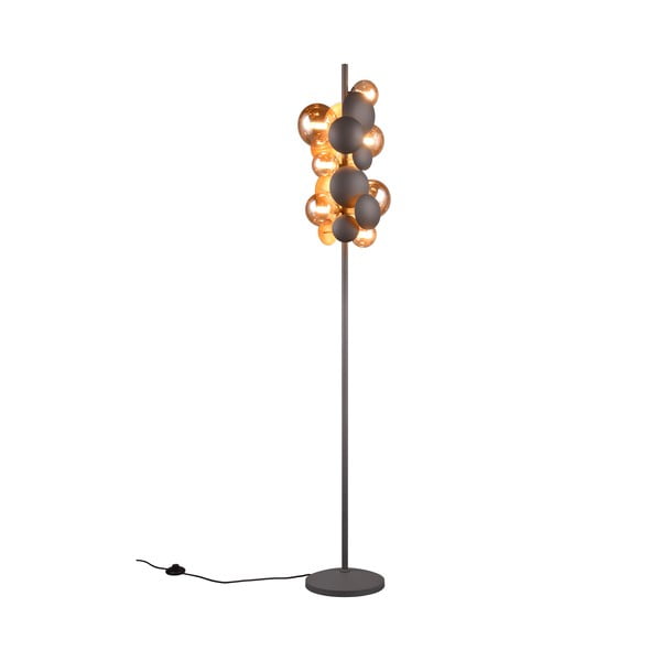 Pelēka/zelta krāsas stāvlampa ar stikla abažūru (augstums 155 cm) Bubble – Trio Select-image-1