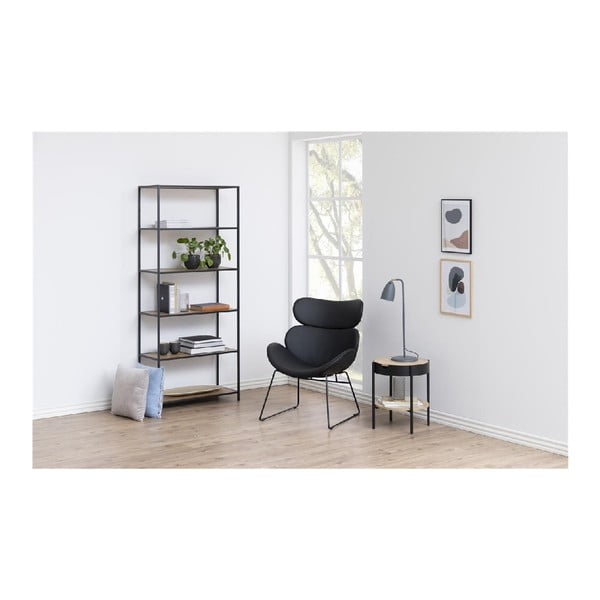 Melns/dabīga toņa plaukts ar ozolkoka imitāciju 77x185 cm Seaford – Actona-image-3