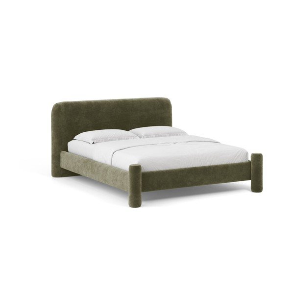 Zaļa polsterēta divvietīga gulta ar redelēm 160x200 cm Vera – Micadoni 