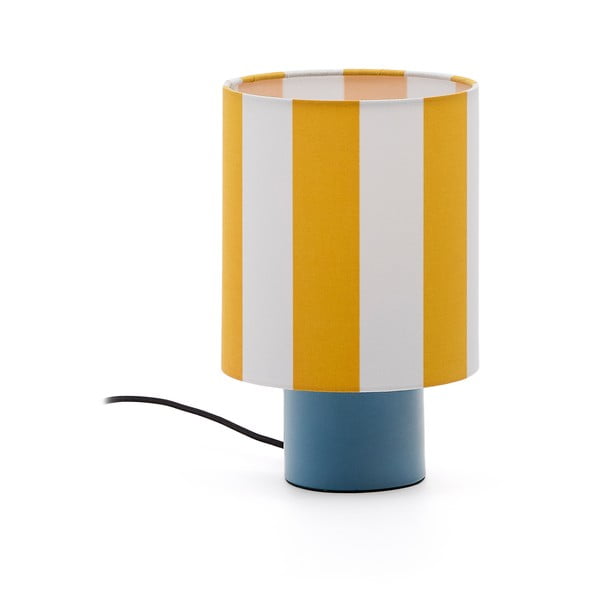 Dzeltena/zila galda lampa ar auduma abažūru (augstums 25 cm) Ciral – Kave Home