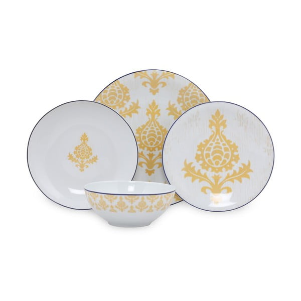 Dzeltens porcelāna trauku komplekts (24 gab.) Kütahya Porselen Ornaments