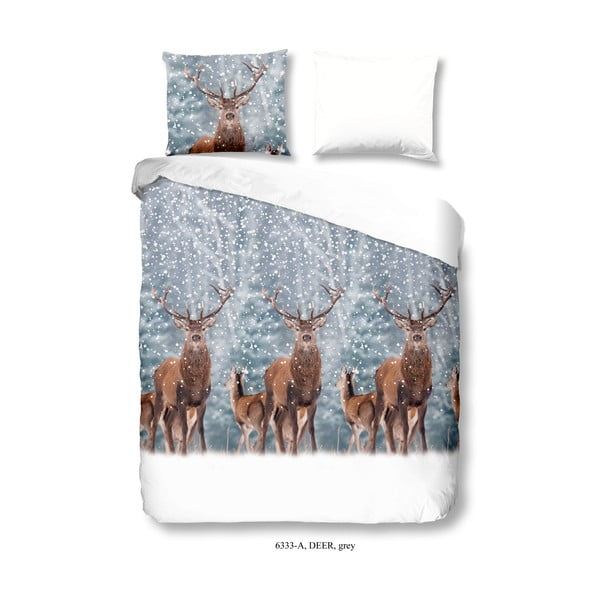 Good Morning Deer Vācu izmēra kokvilnas divguļamās gultas veļa, 200 x 200 cm