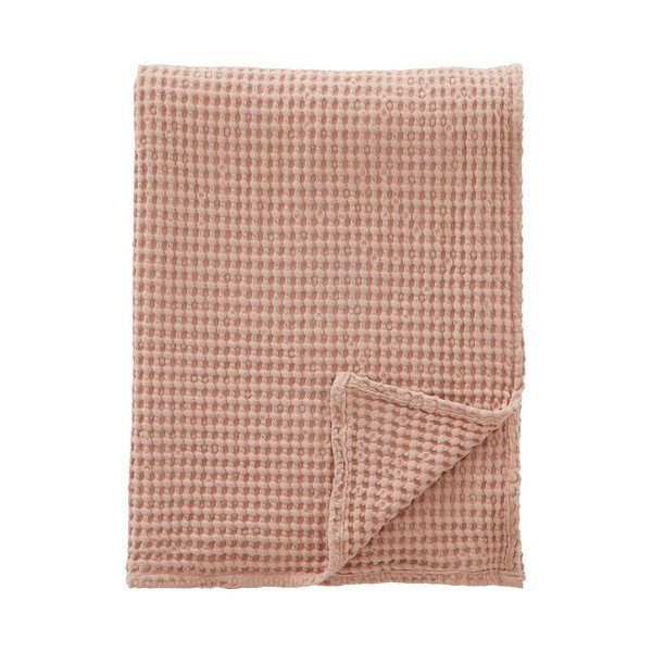 Dūmakaini rozā kokvilnas pleds 150x200 cm Jaipur Chunky Waffle – Pineapple Elephant