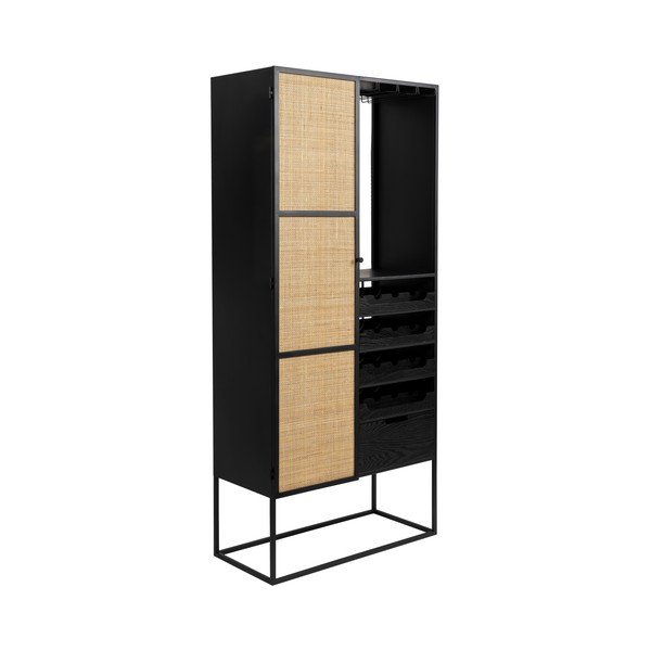 Melns rotangpalmas vīna statīvs 16 pudelēm, 80x175 cm Guuji – White Label-image-2