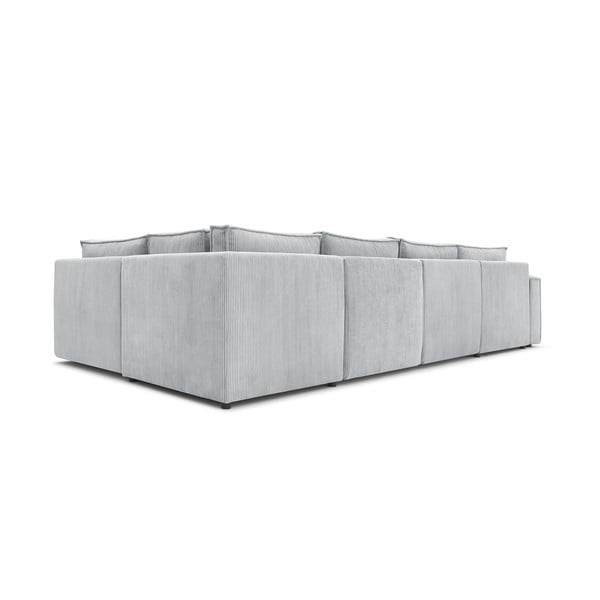 Gaiši pelēks velveta stūra dīvāns (ar labo stūri/U veida) Nihad modular – Bobochic Paris-image-4