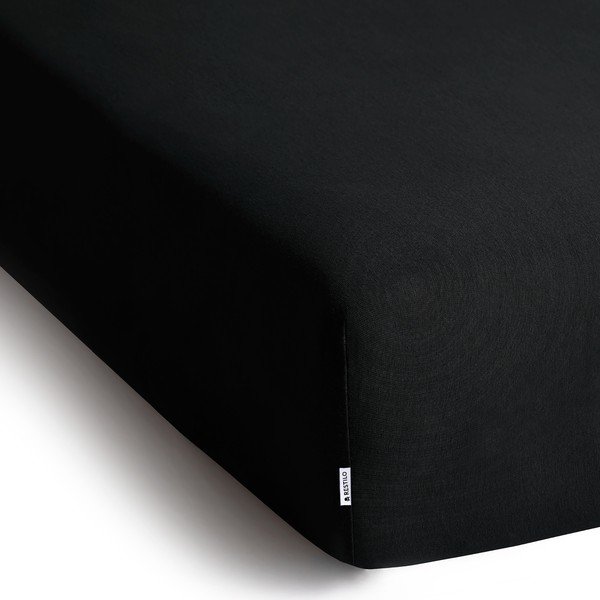 Melns trikotāžas palags ar gumiju 140x200 cm Amber – Restilo-image-1