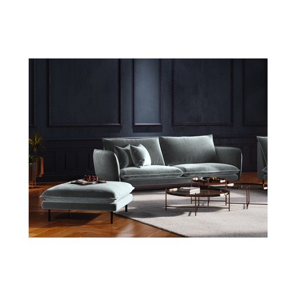 Gaiši pelēks samta kāju soliņš Cosmopolitan Design Vienna, 100 x 80 cm-image-3