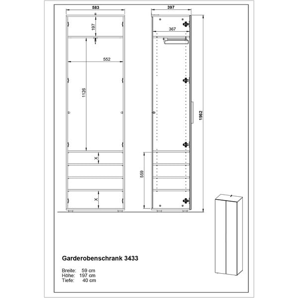 Pelēks skapis 59x197 cm Genova – Germania-image-3