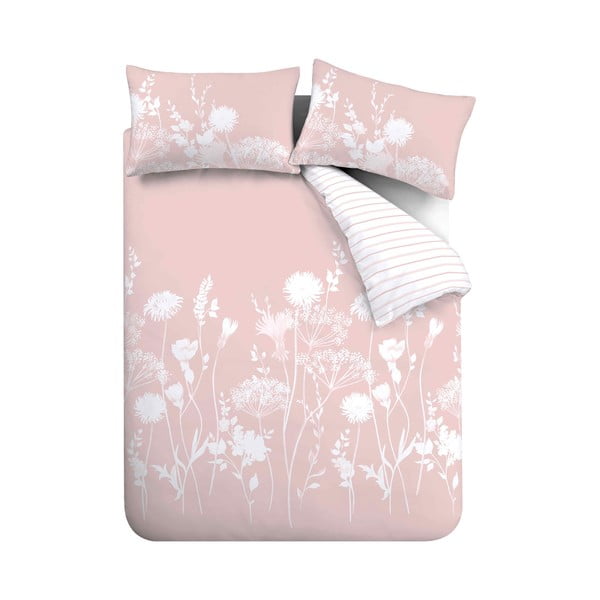Balta/rozā divguļamā gultas veļa 200x200 cm Meadowsweet Floral – Catherine Lansfield
