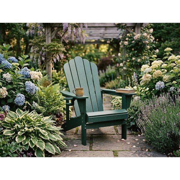 Zaļš plastmasas dārza atpūtas krēsls Adirondack – Bonami Selection-image-1
