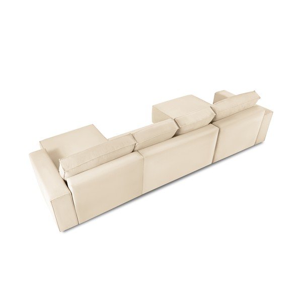 Bēšs velveta U veida izvelkamais dīvāns Mazzini Sofas Azalea-image-4