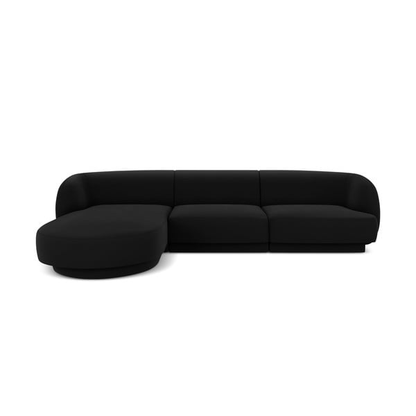 Melns samta stūra dīvāns (kreisais stūris) Miley – Micadoni Home