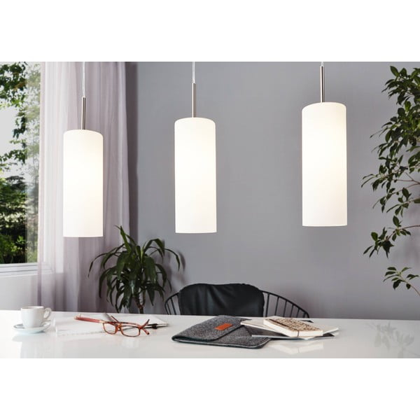 Balta/sudraba krāsas piekaramā lampa ar stikla abažūru TROY 3 – EGLO-image-1