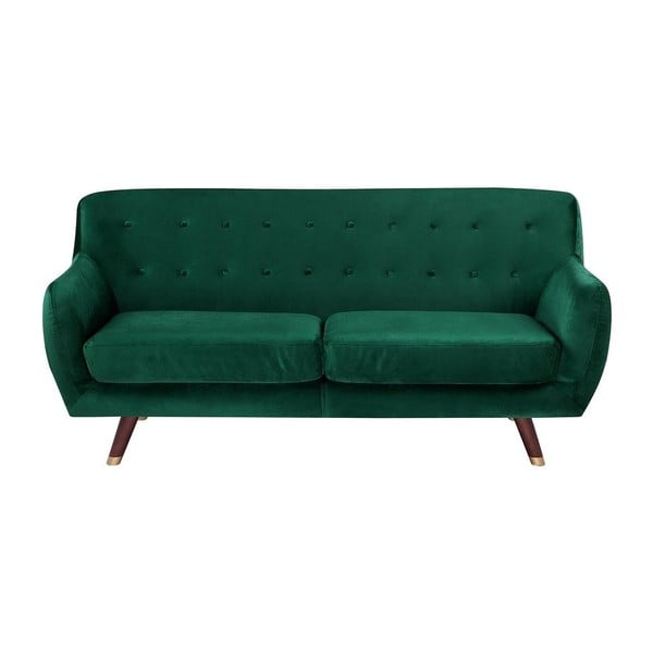 Smaragdzaļš trīsvietīgs dīvāns ar samta izskatu Monobeli Bradley