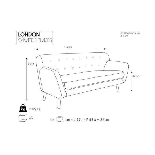 2 zilu divvietīgu un trīsvietīgu dīvānu komplekts Cosmopolitan design London-image-3