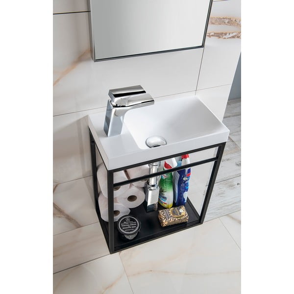 Melns metāla piekarams statīvs bez izlietnes 39,5x45 cm Crest – Sapho-image-2