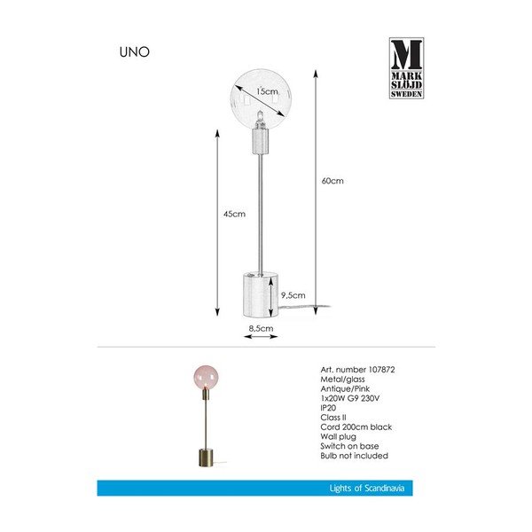 Rozā galda lampa Markslöjd Uno-image-2
