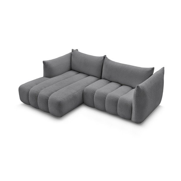 Pelēks stūra dīvāns no buklē auduma (ar kreiso stūri/ar zvilni) Azra – Bobochic Paris-image-3