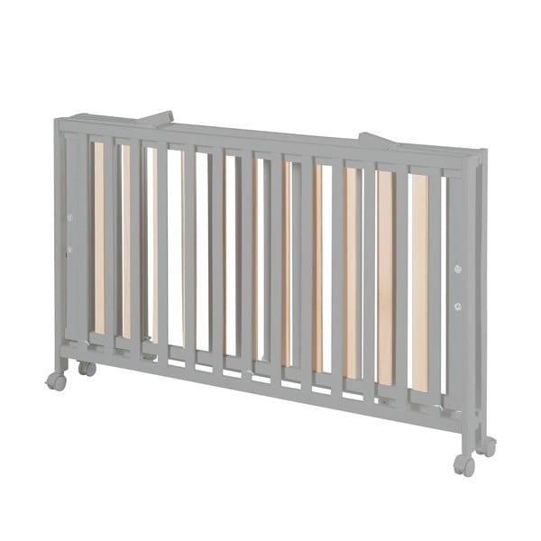 Pelēka bērnu gultiņa ar riteņiem 60x120 cm Fold up – Roba-image-3