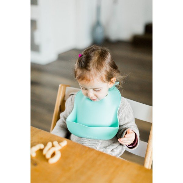 Zils silikona bērnu priekšautiņš ar kabatu Kindsgut Bib-image-1