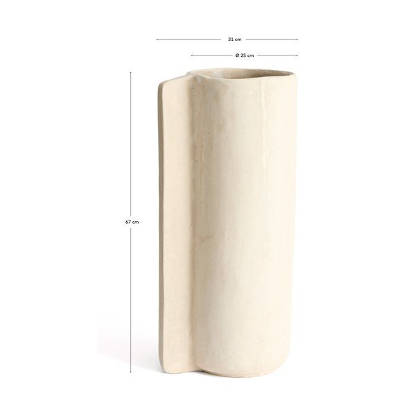 Krēmkrāsas augsta vāze no papjēmašē (augstums 67 cm) Mireni – Kave Home-image-4