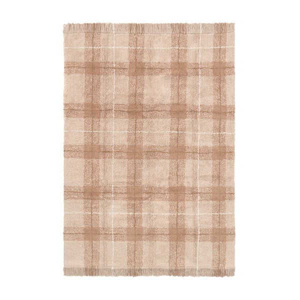 Gaiši rozā mazgājams/ar rokām darināts kokvilnas paklājs 140x190 cm Tartan Rose – Lorena Canals