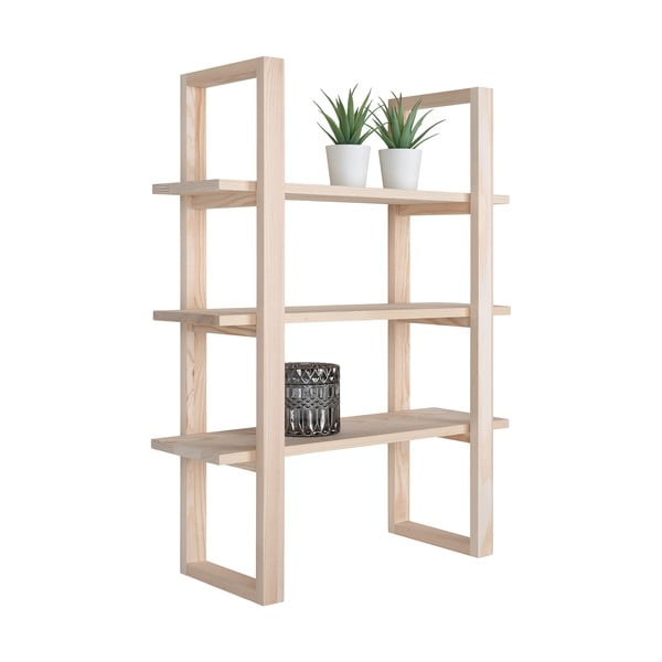 Dabīga toņa daudzlīmeņu paulonijas masīvkoka sienas plaukts 48 cm Santiago – House Nordic-image-2