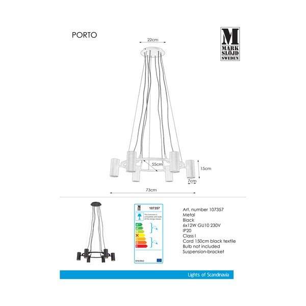 Melna griestu lampa Markslöjd Porto-image-2