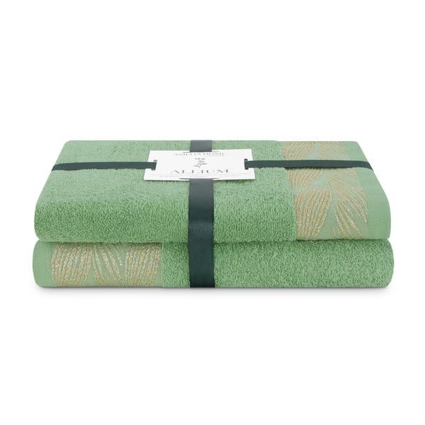 Gaiši zaļi frotē kokvilnas dvieļi komplektā (2 gab.) Allium – Restilo
