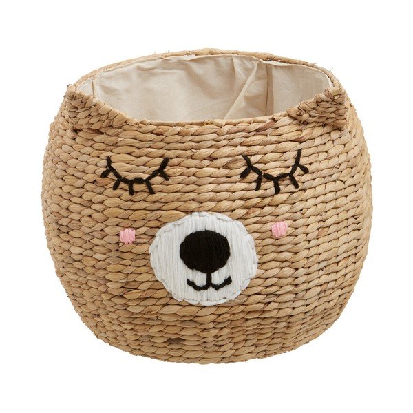 Dabīga toņa bērnu rotaļlietu grozs no ūdens hiacintes ø 49x40 cm Lidi Cat Face – Premier Housewares
