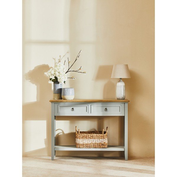 Pelēks paulonijas masīvkoka konsoles galds 34,5x99 cm Henley – Premier Housewares-image-1