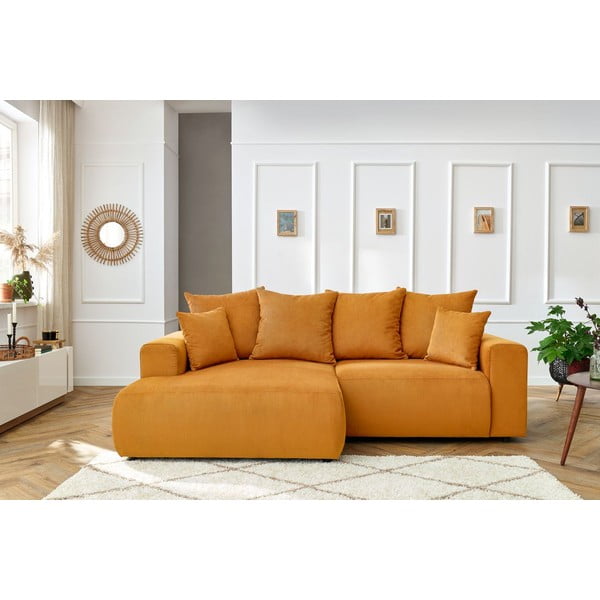 Okera dzeltens samta stūra dīvāns Enjoy – Bobochic Paris-image-1