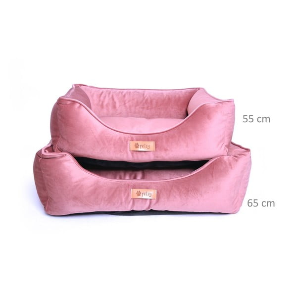Rozā samta gulta mājdzīvniekiem 65x50 cm Royal – Petsy-image-1
