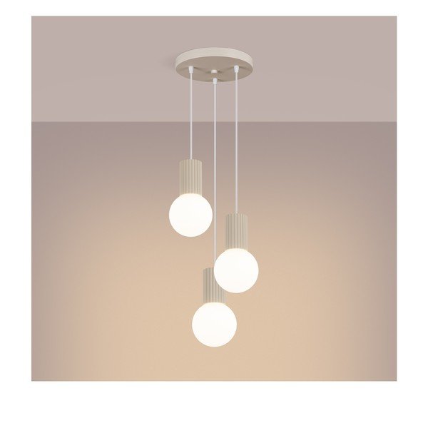 Bēša metāla piekaramā lampa ar stikla abažūru ø 25 cm Orbital – Sollux-image-4