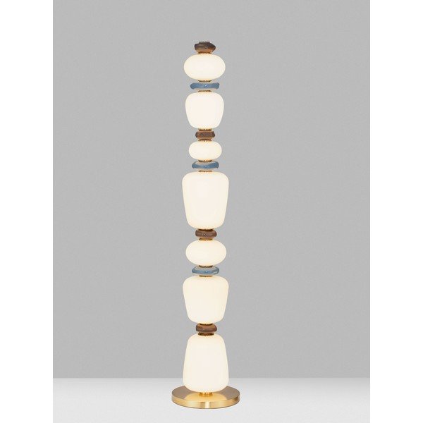 Balta/zelta krāsas metāla LED stāvlampa ar regulējamu spilgtumu ar porcelāna abažūru/ar stikla abažūru (augstums 130,5 cm) Palo – Nova Luce-image-1