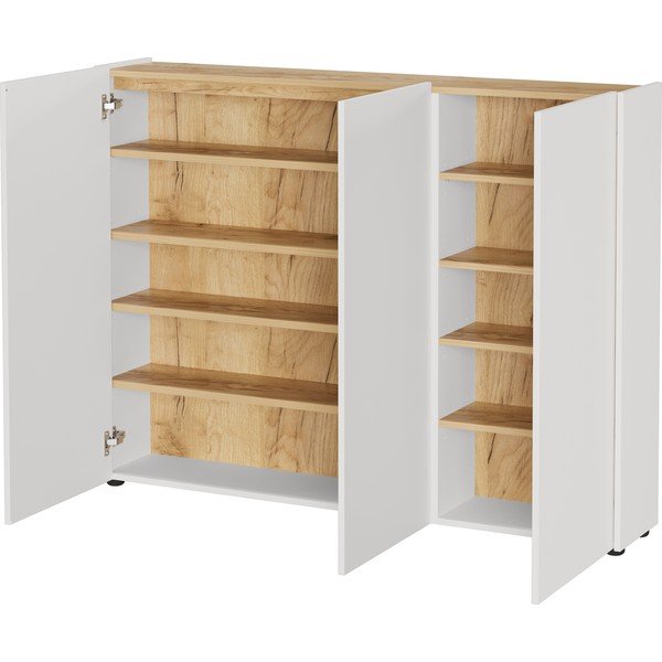 Krēmkrāsas skapītis ar ozolkoka imitāciju 138x105x25 cm Libbiano – Germania-image-2