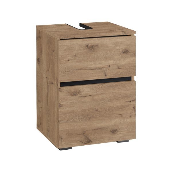 Dabīga toņa skapītis zem izlietnes ar ozolkoka imitāciju 40x55 cm Wisla – Støraa-image-1