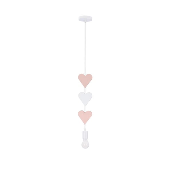 Balta/rozā bērnu lampa ar metāla abažūru Hearts – Candellux Lighting