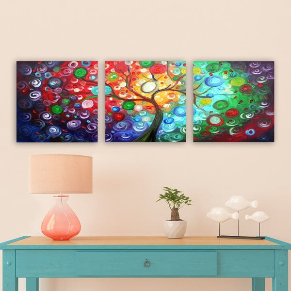 Gleznas (3 gab.) 30x30 cm Tree of Life – Wallity-image-1