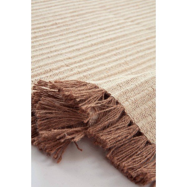 Krēmkrāsas ar rokām darināts celiņa paklājs no kokvilnas maisījuma 80x150 cm Channa – Jotex-image-3