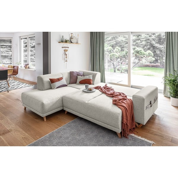 Bēšs salokāms/ar uzglabāšanas vietu stūra dīvāns (ar kreiso stūri/L veida) Classy Sophie – Miuform-image-4