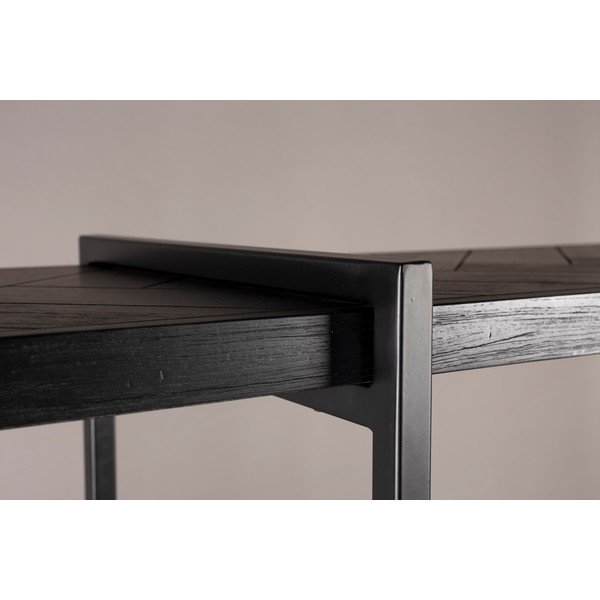 Melns grāmatu plaukts ar eksotiska koka imitāciju 140x146 cm Class – Dutchbone-image-3