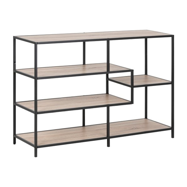 Melns/dabīga toņa grāmatu plaukts ar ozolkoka imitāciju 114x78 cm Seaford – Actona-image-2