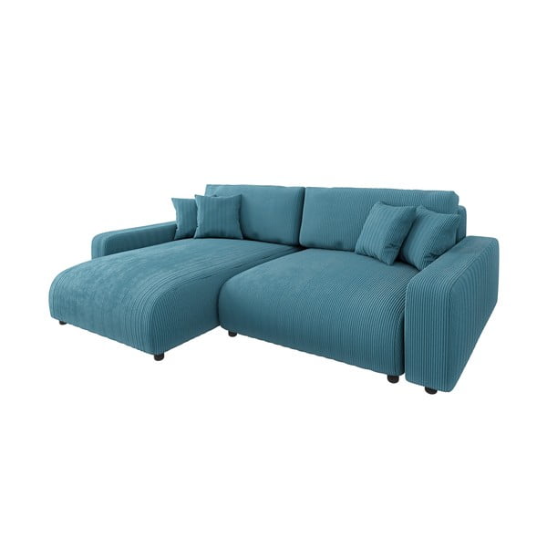 Tirkīzzils velveta salokāms stūra dīvāns Sara – Ropez-image-2