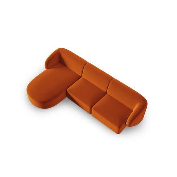 Terakotas oranžs samta stūra dīvāns (ar kreiso stūri/ar zvilni) Paolo – Milo Casa-image-2