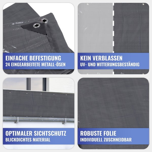 Melns plastmasas balkona aizslietnis 500x85 cm – Maximex-image-4