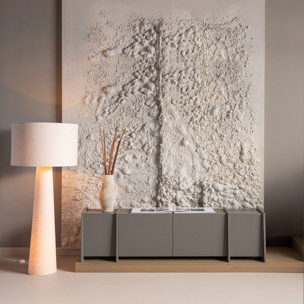 Pelēks TV galdiņš ar oškoka imitāciju 200x53x44 cm Brock – WOOOD-image-1