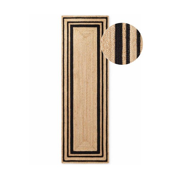 Melns/dabīga toņa divpusējs/ar rokām darināts džutas celiņa paklājs 70x200 cm Jutta – Hanse Home